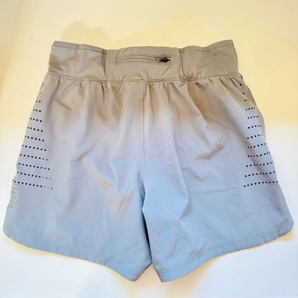 MENS UNDER ARMOUR Grey Grey Orange Logo Gym Zip Pocket Running Short Shorts S